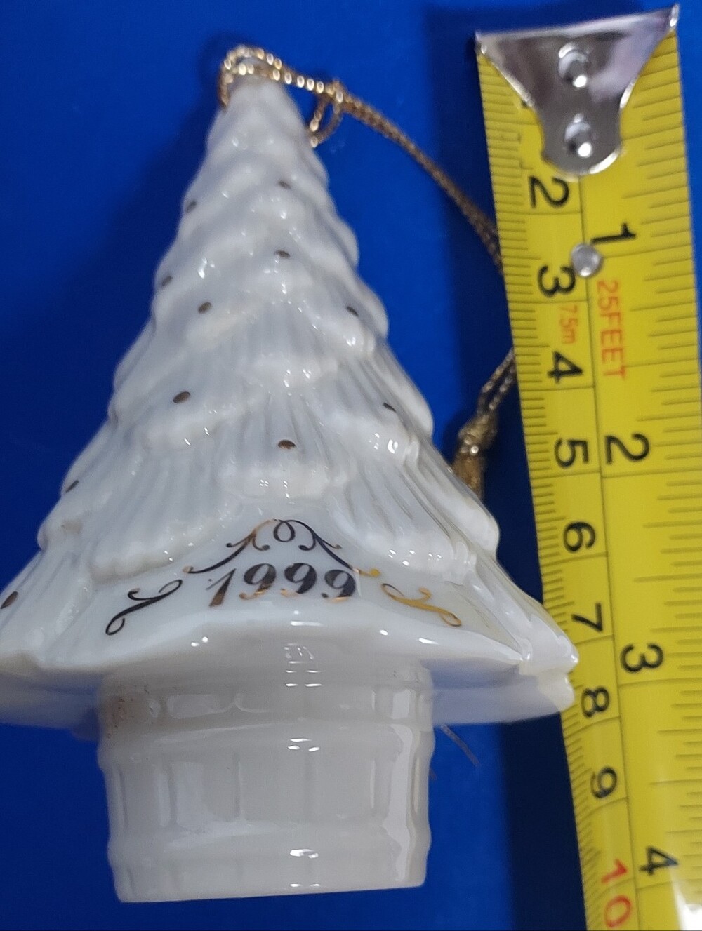 Lenox Annual Dated 1999 Christmas Tree Ornament Ivory Gold Accent Vintage Box - Picture 8 of 8
